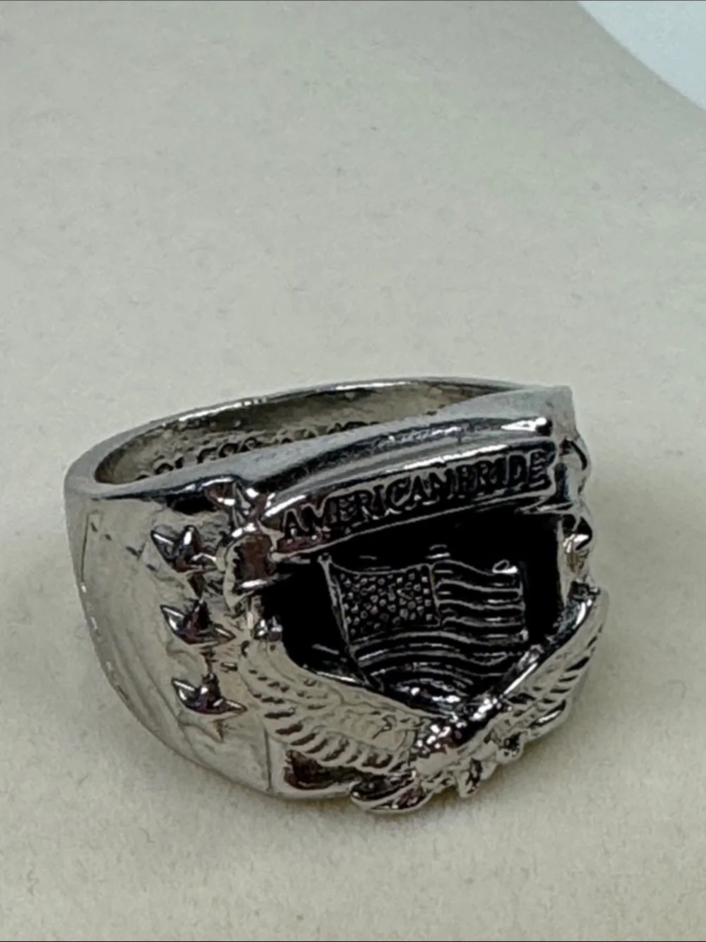 Men’s Sterling Silver 925 American Pride Eagle Flag Ring 11.66grams Size 13